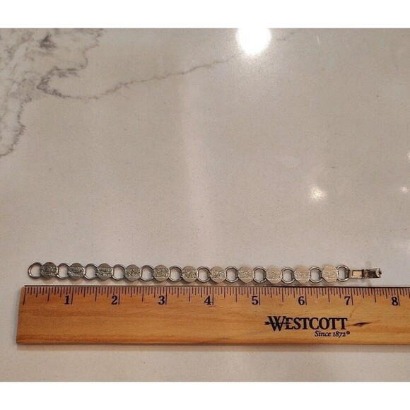 Vintage SARAH COVENTRY COV Silver Tone Link Bracelet 7” Etched Floral - Picture 6 of 6